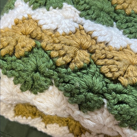 Handmade Crochet Blanket in Green, White, and Yellow - Picture 11 of 11